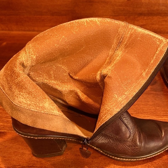 Vintage Desmo 90s classic brown weathered western leather boots bootie size US 7 - Picture 13 of 15